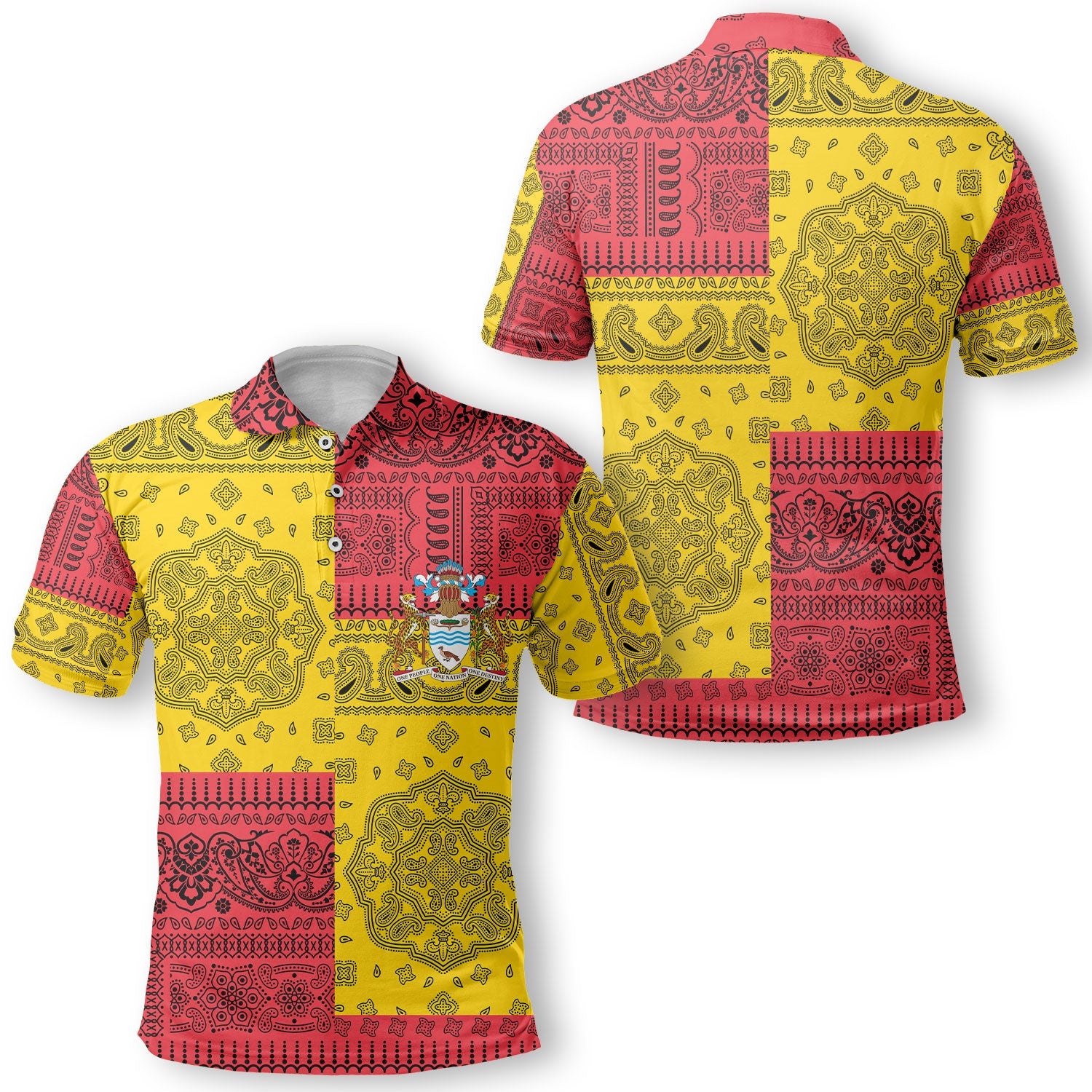 Guyana Polo Shirt Flag And Paisley Basic Style 1