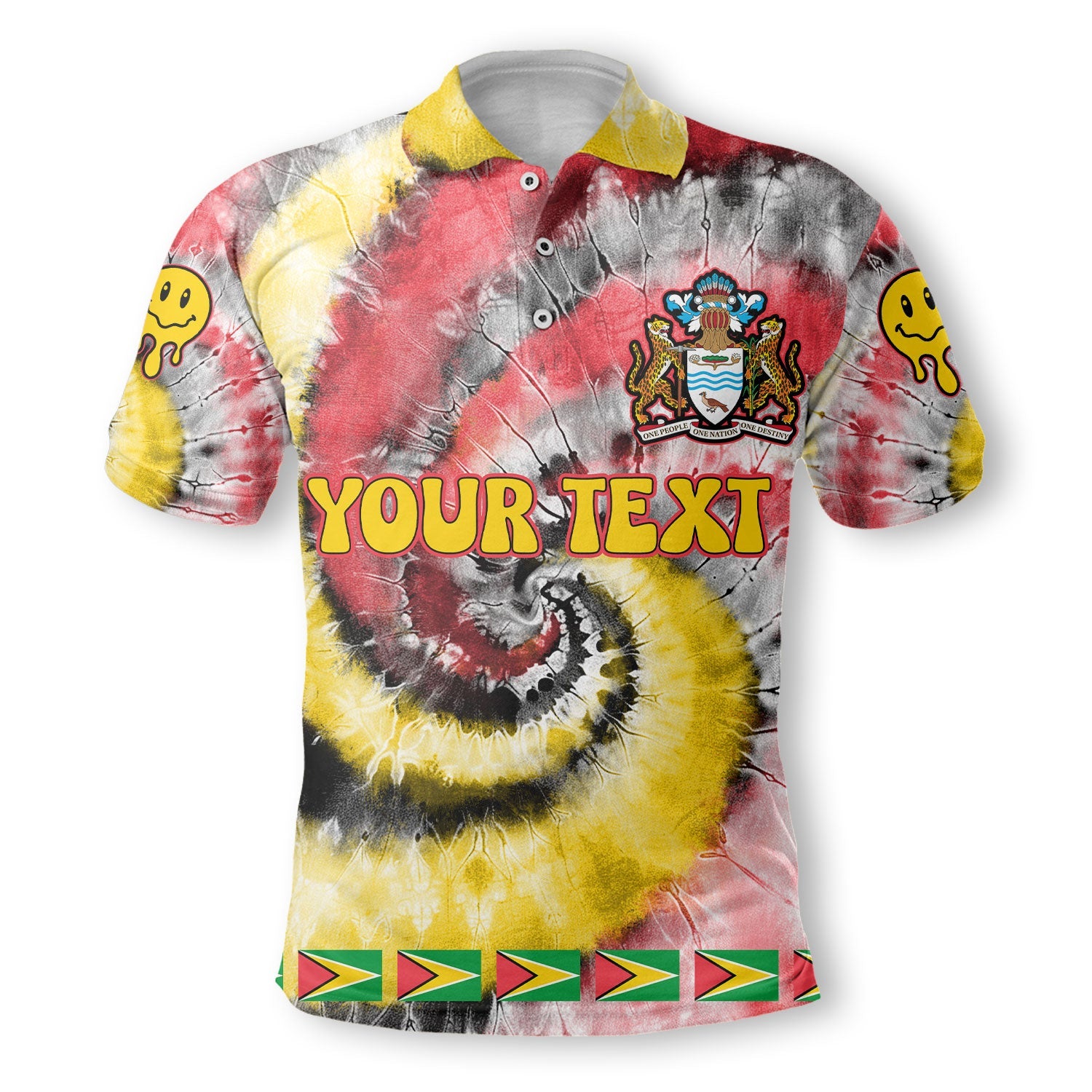 Guyana Polo Shirt Custom Tie Dye Style 2