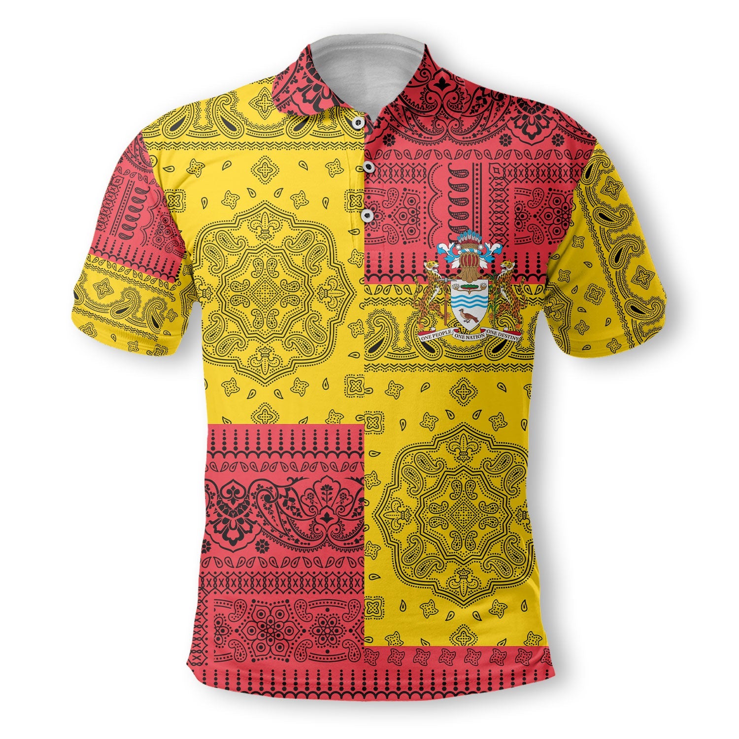 Guyana Polo Shirt Flag And Paisley Basic Style 2