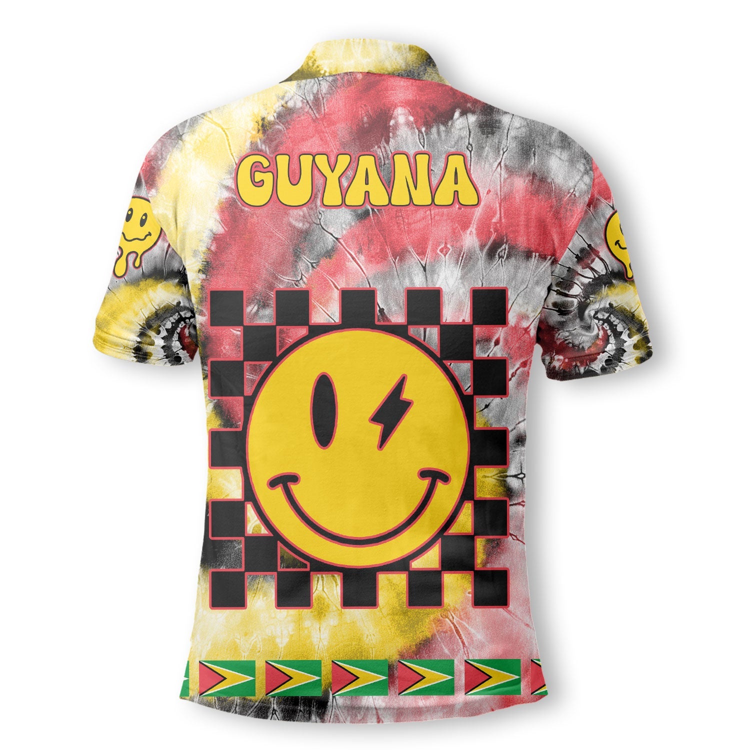 Guyana Polo Shirt Custom Tie Dye Style 3