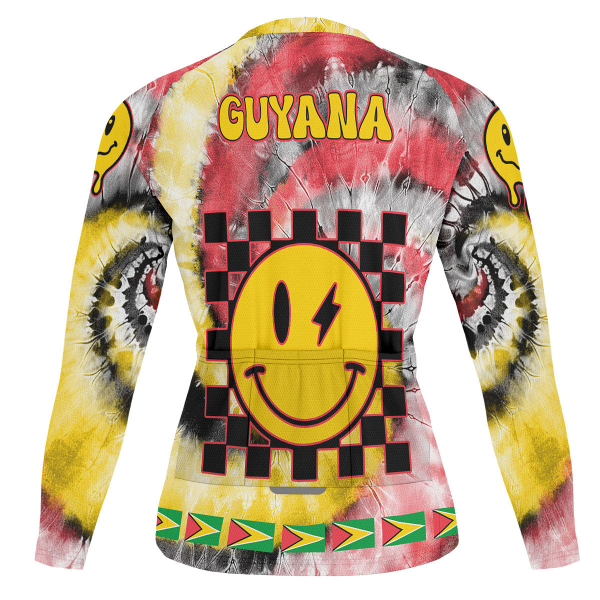 Guyana Raglan Men Cycling Jersey Long Sleeve Custom Tie Dye Style 1