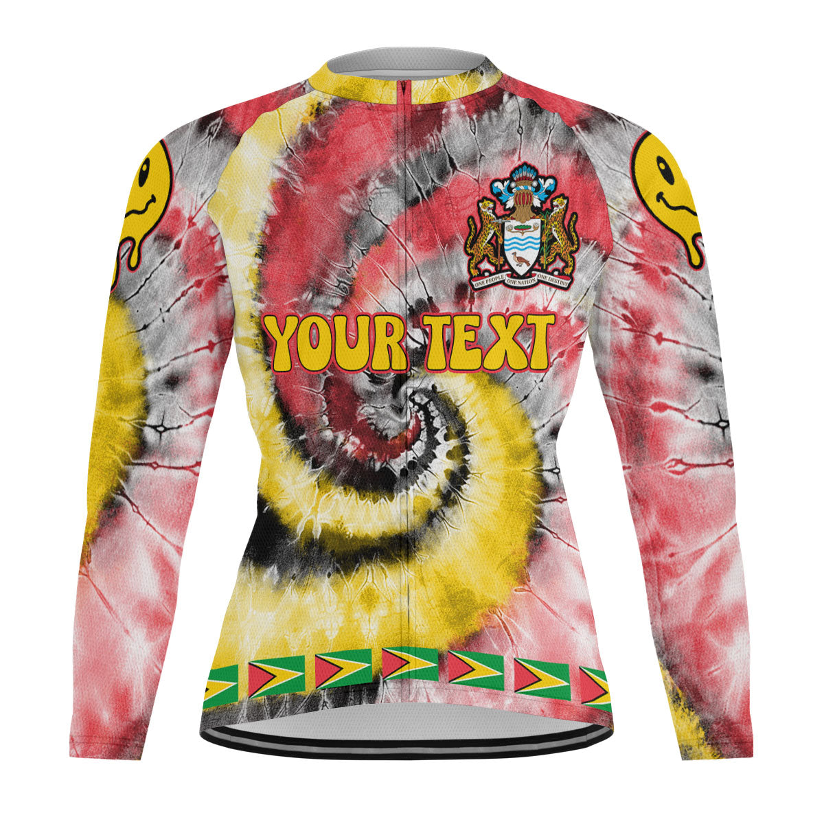 Guyana Raglan Men Cycling Jersey Long Sleeve Custom Tie Dye Style 2