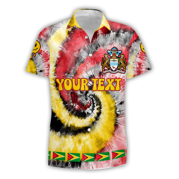 Guyana Short Sleeve Shirt Custom Tie Dye Style 1