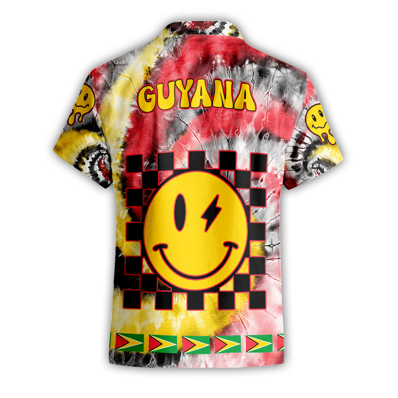 Guyana Short Sleeve Shirt Custom Tie Dye Style 2