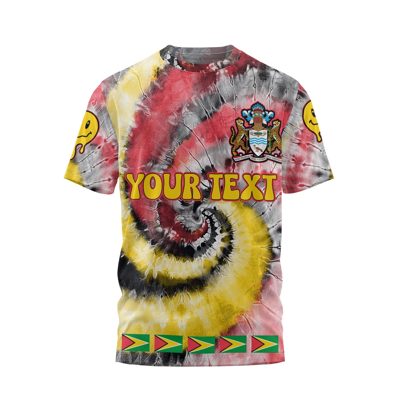 Guyana T Shirt Custom Tie Dye Style 1