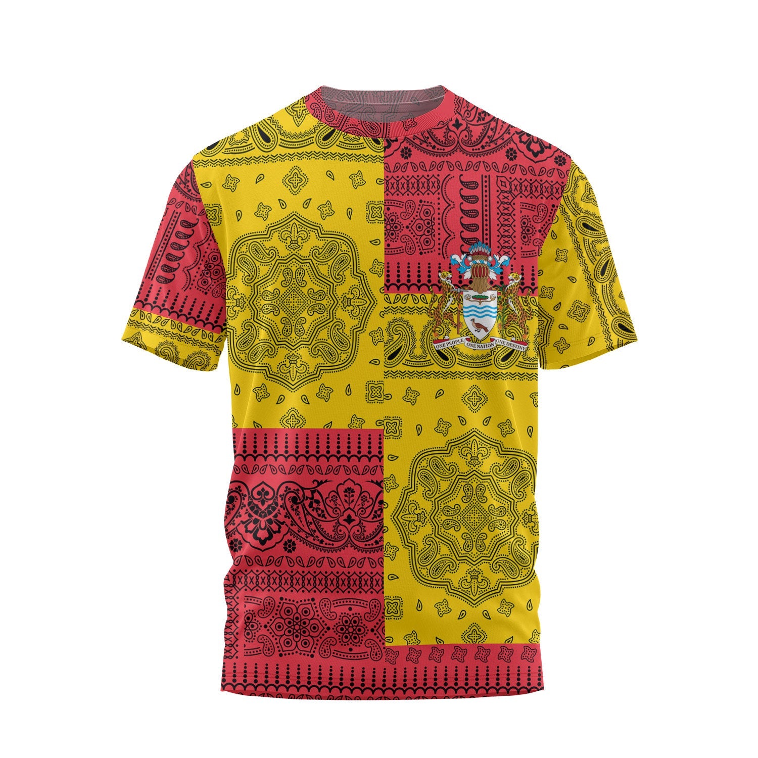 Guyana T Shirt Flag And Paisley Basic Style 2