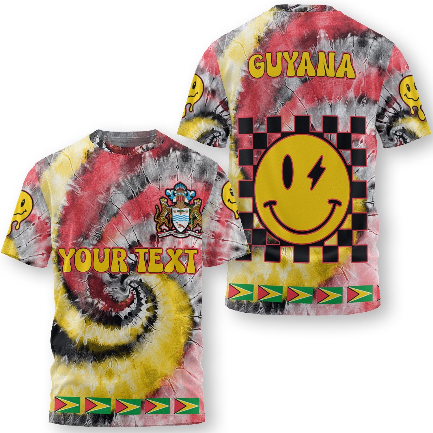 Guyana T Shirt Custom Tie Dye Style 3