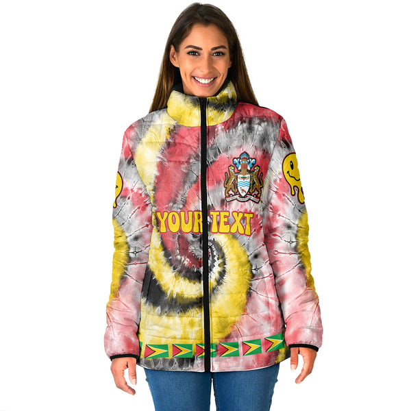 Guyana Women Padded Jacket Custom Tie Dye Style 1