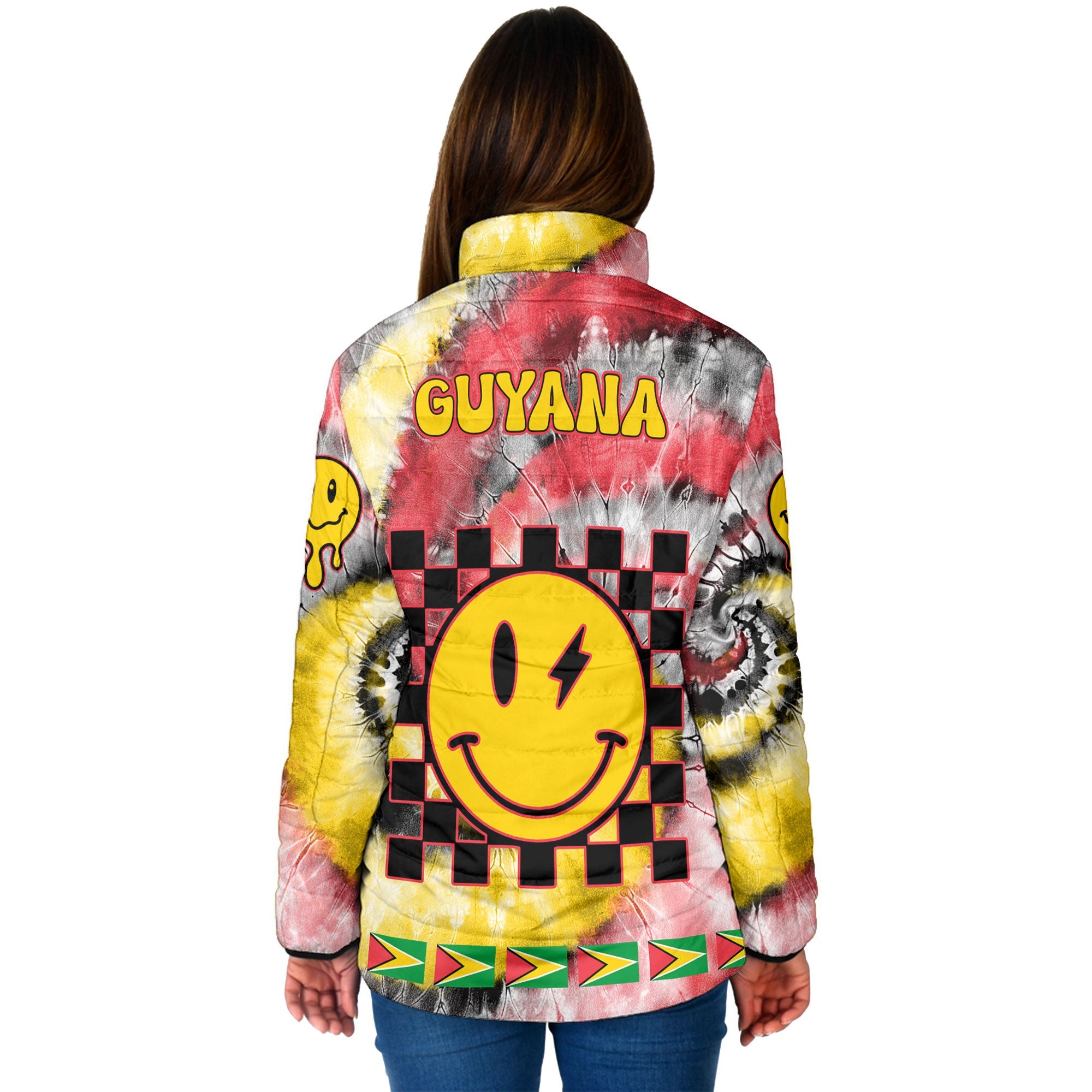 Guyana Women Padded Jacket Custom Tie Dye Style 2