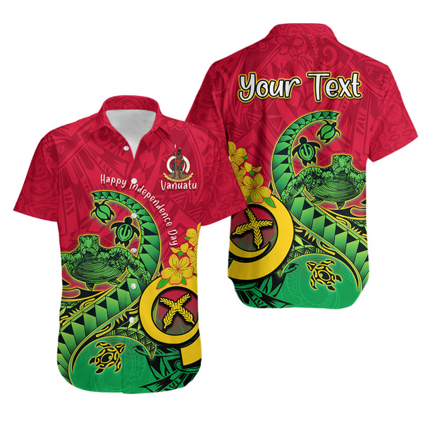 Custom Vanuatu Hawaiian Shirt Polynesian Happy Independence Day Fresh Life Turtle Wave - LH1