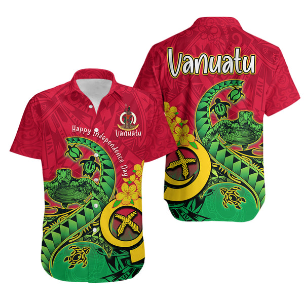 Vanuatu Hawaiian Shirt Polynesian Happy Independence Day Fresh Life Turtle Wave - LH1