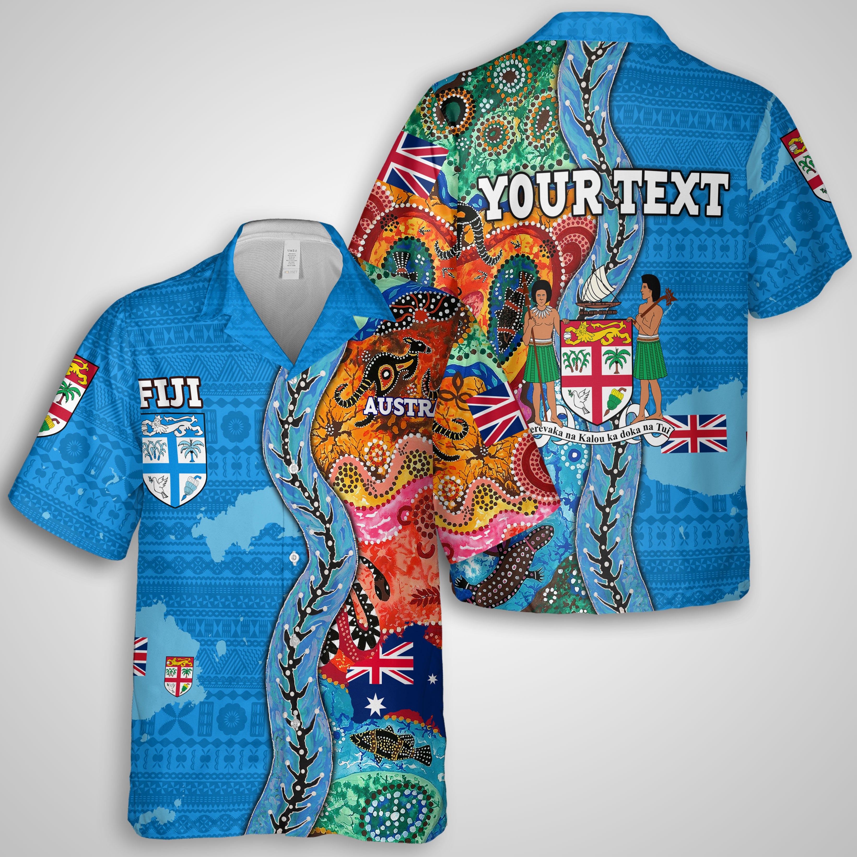 Custom Fiji Tapa & Australia Aboriginal Hawaiian Dress & Shirt Matching Couple