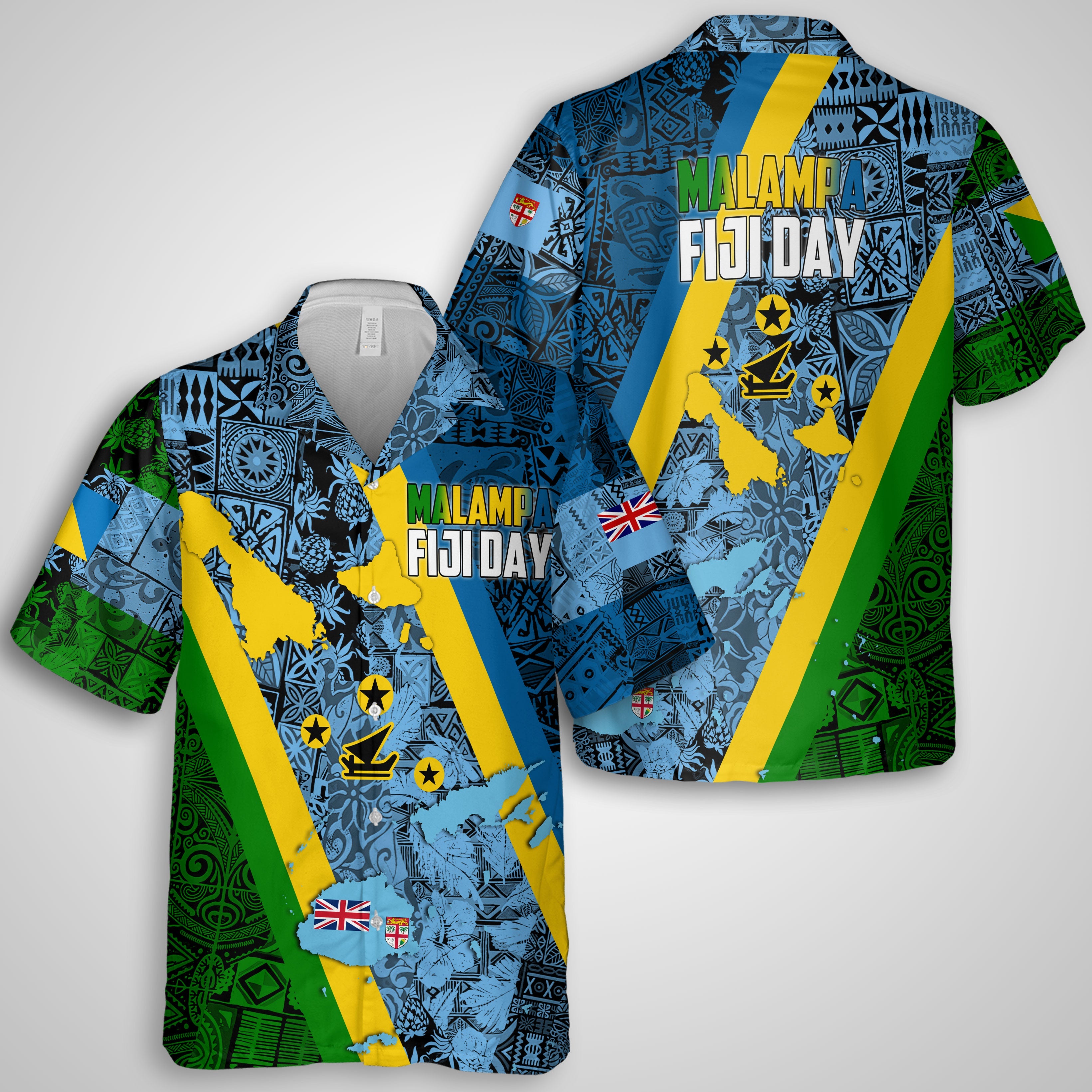 Malampa Fiji Day Hawaiian Dress & Shirt Matching Couple