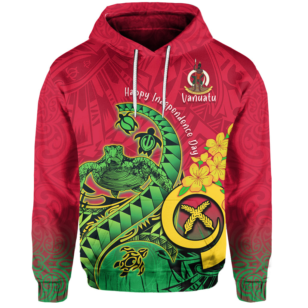 Custom Vanuatu Hoodie Polynesian Happy Independence Day Fresh Life Turtle Wave - LH1