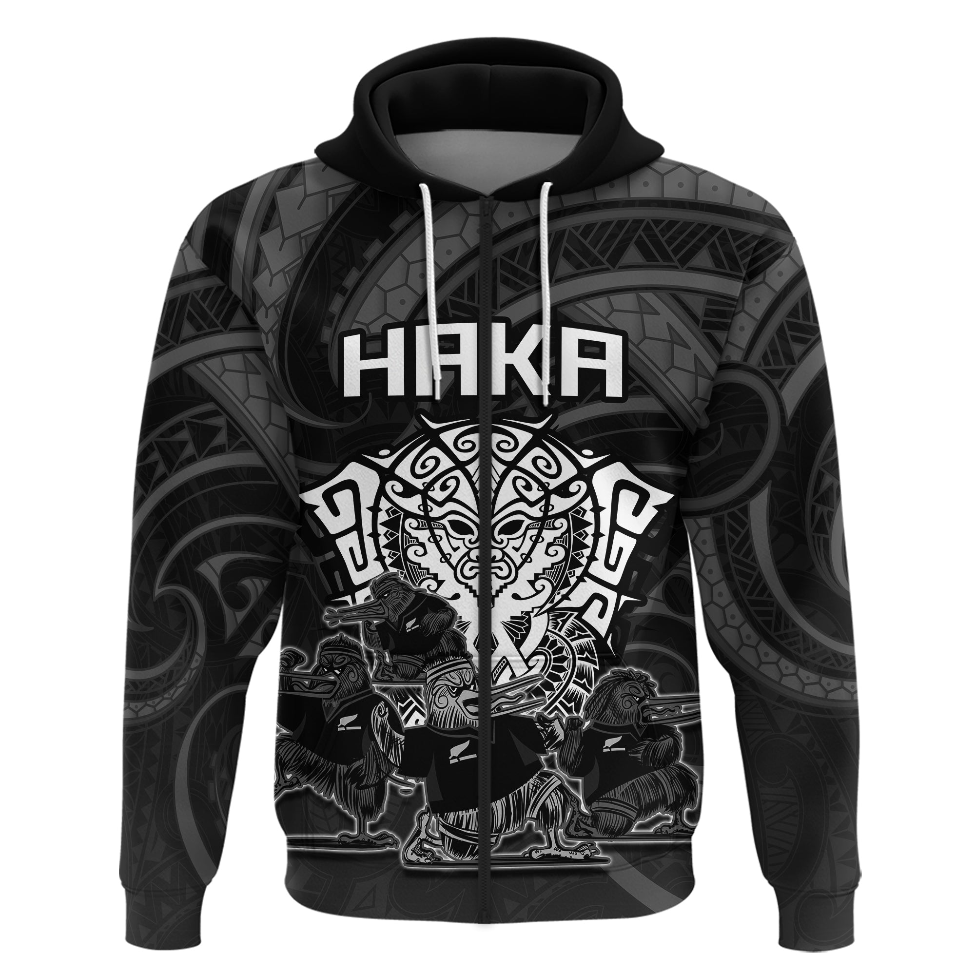 Custom New Zealand Hoodie Zip Haka Rugby Kiwi Bird Maori Mix Silver Fern Style - LH1