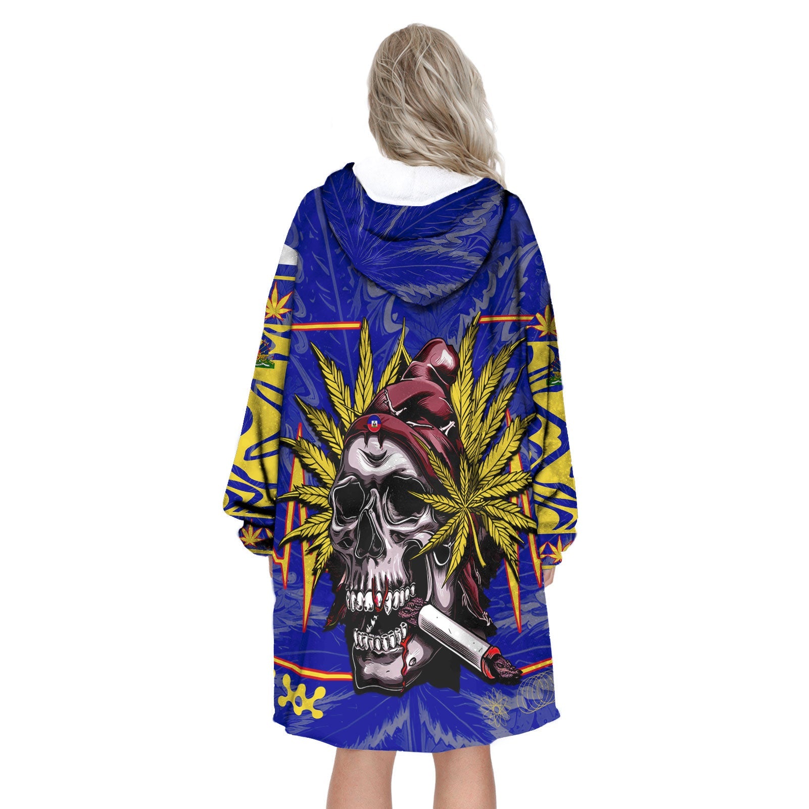 Haiti Snug Hoodie Flag & Coat Of Arms Marijuanas Style