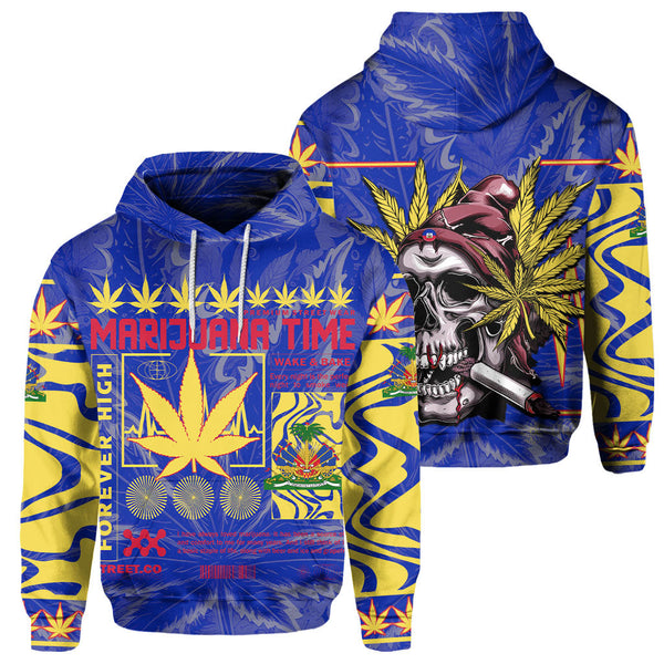 Haiti Hoodie Flag & Coat Of Arms Marijuanas Style