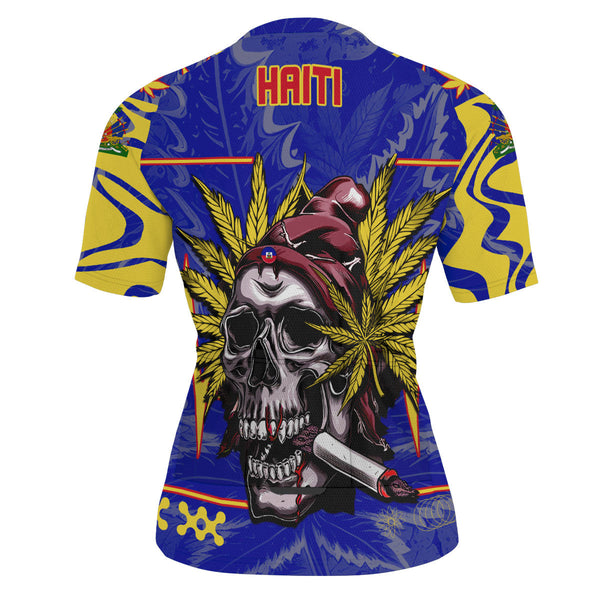 Haiti Men's Cycling Jersey Flag & Coat Of Arms Marijuanas Style