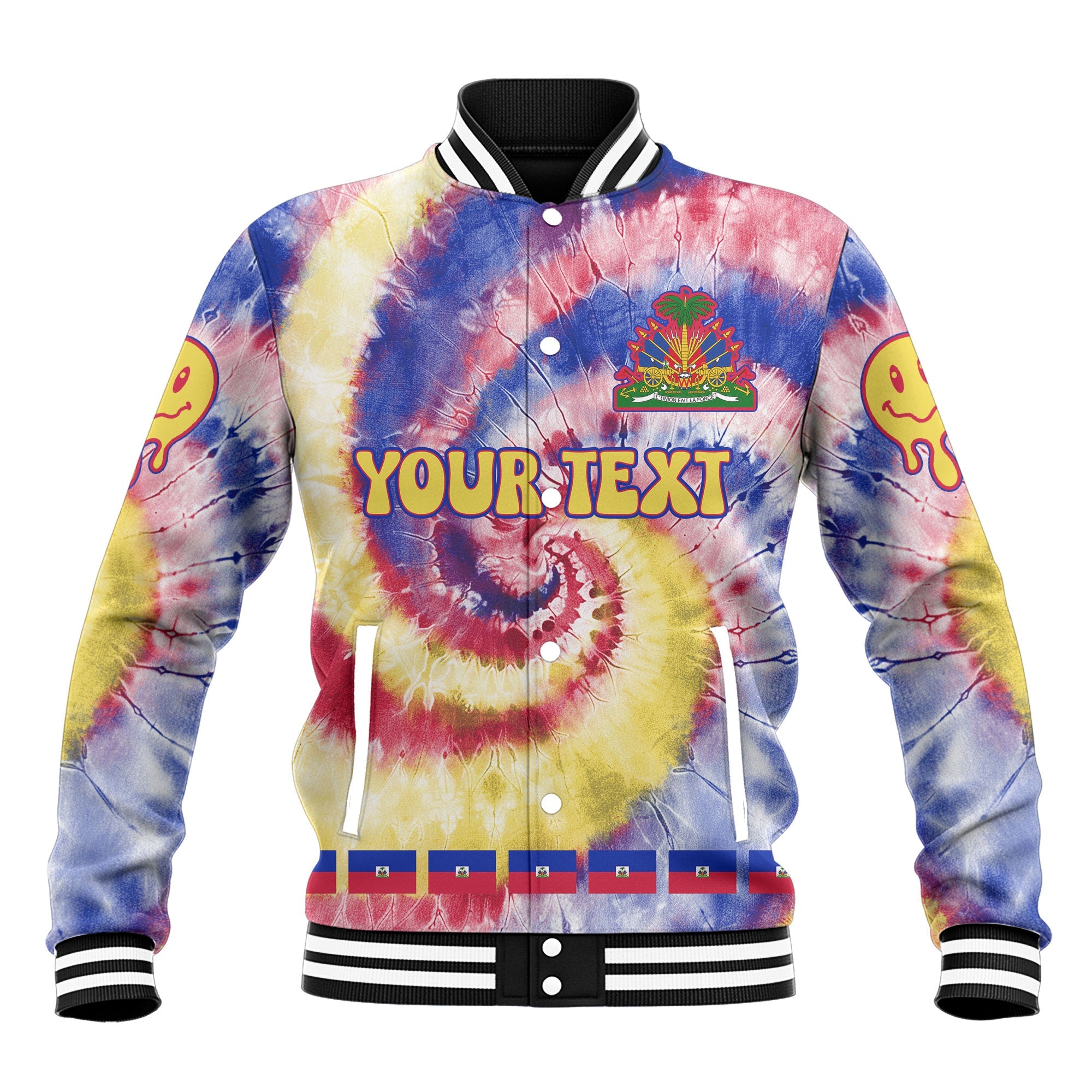 Haiti Baseball Jacket Custom Tie Dye Style 2