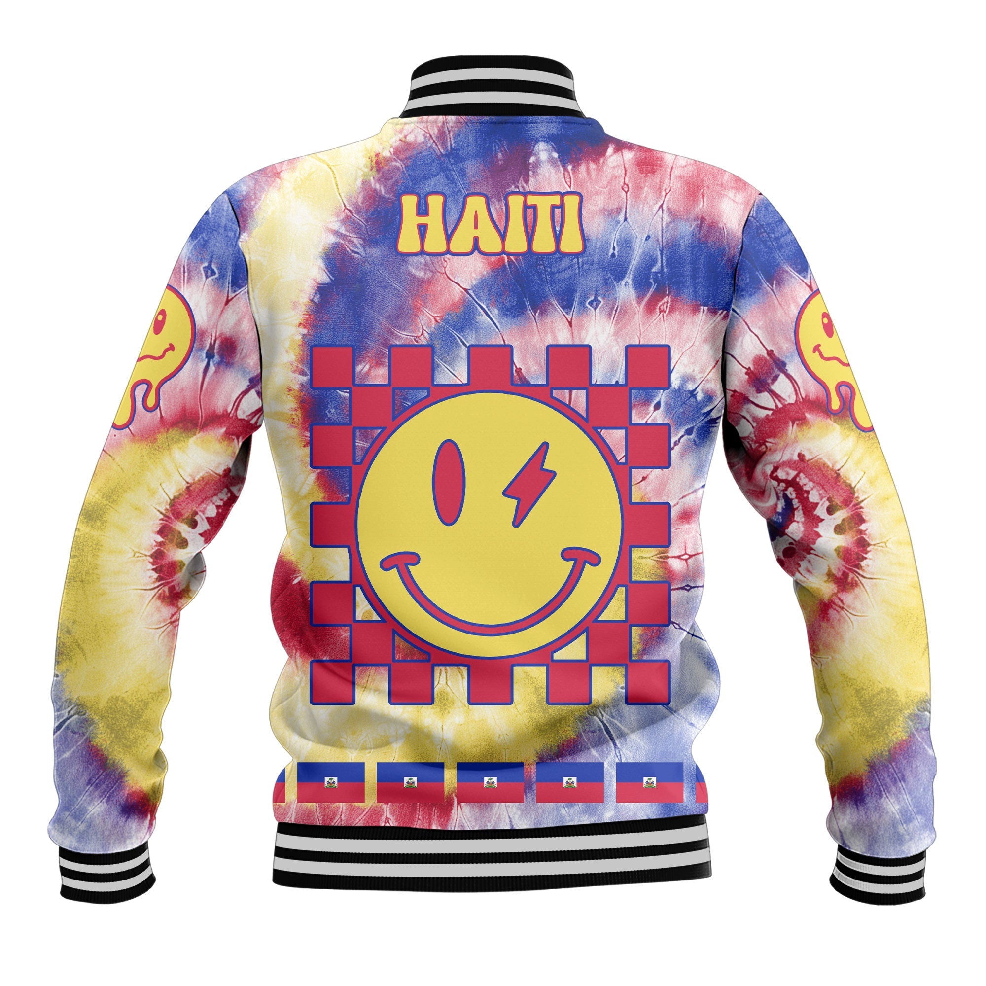 Haiti Baseball Jacket Custom Tie Dye Style 3