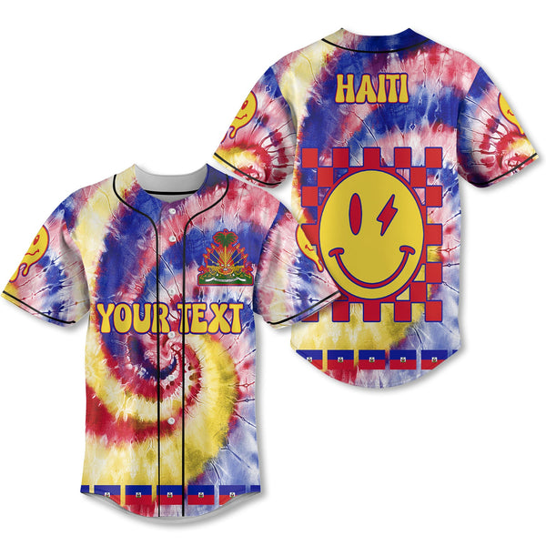 Haiti Baseball Jersey Custom Tie Dye Style 1