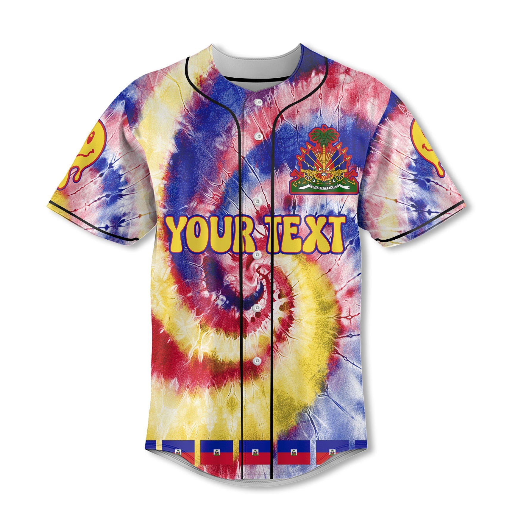 Haiti Baseball Jersey Custom Tie Dye Style 2