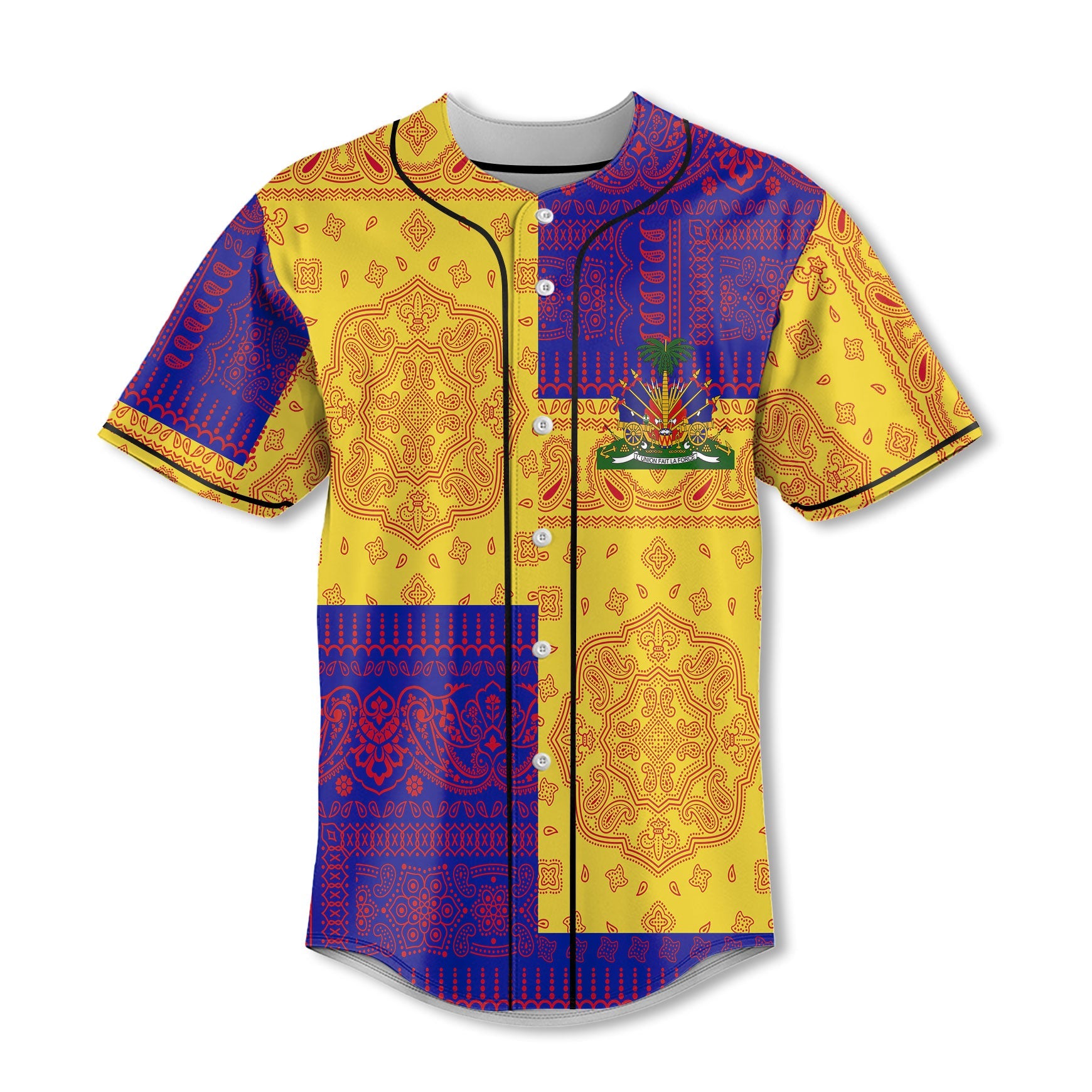 Haiti Baseball Jersey Flag And Paisley Basic Style 2