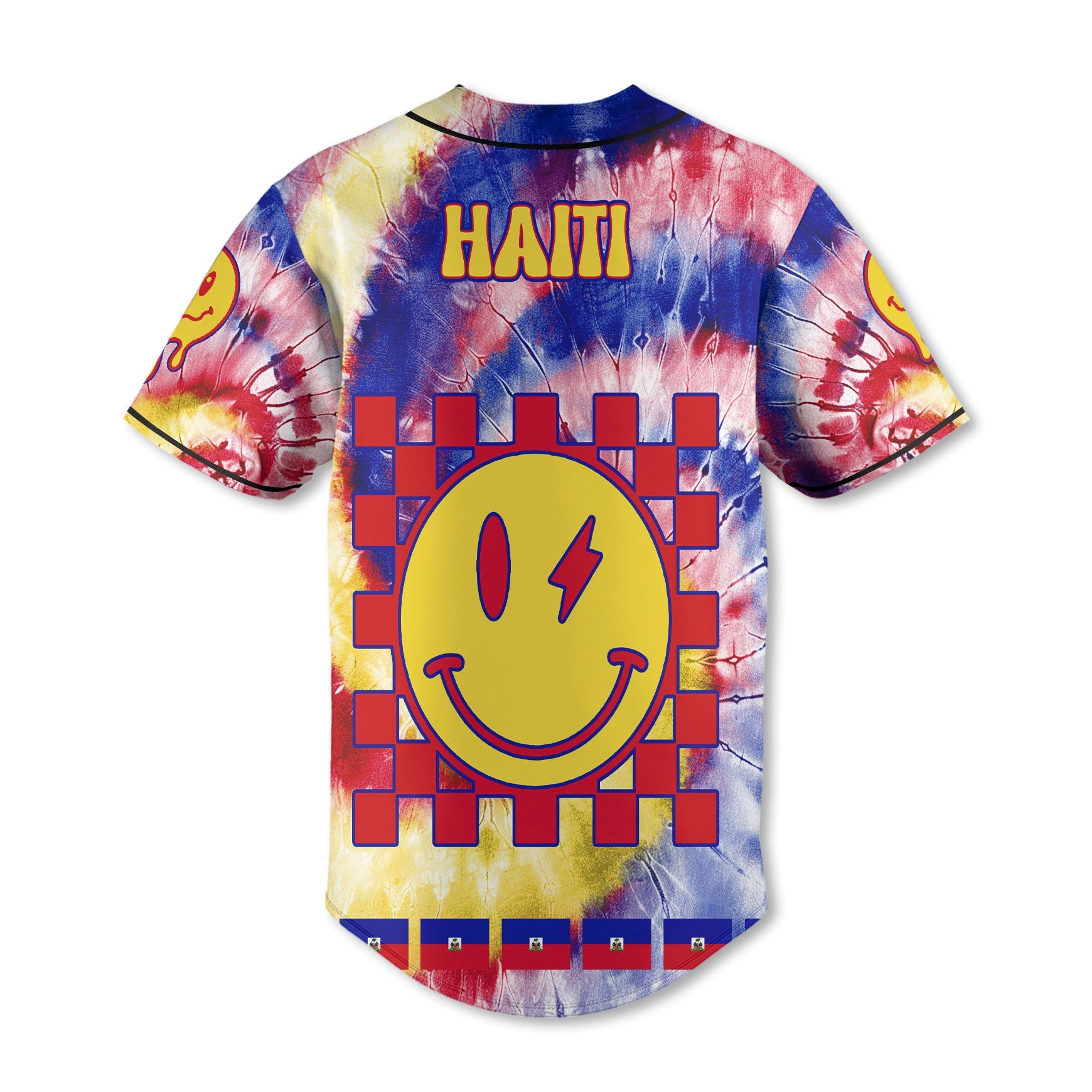 Haiti Baseball Jersey Custom Tie Dye Style 3