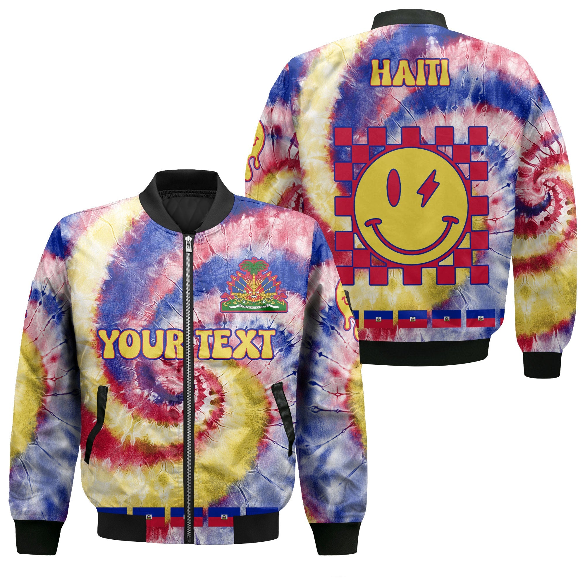 Haiti Bomber Jacket Custom Tie Dye Style 1