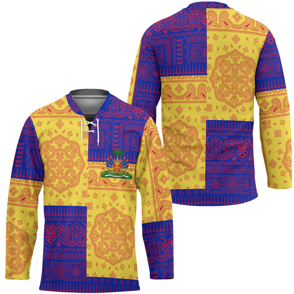 Haiti Hockey Jersey Flag And Paisley Basic Style 1