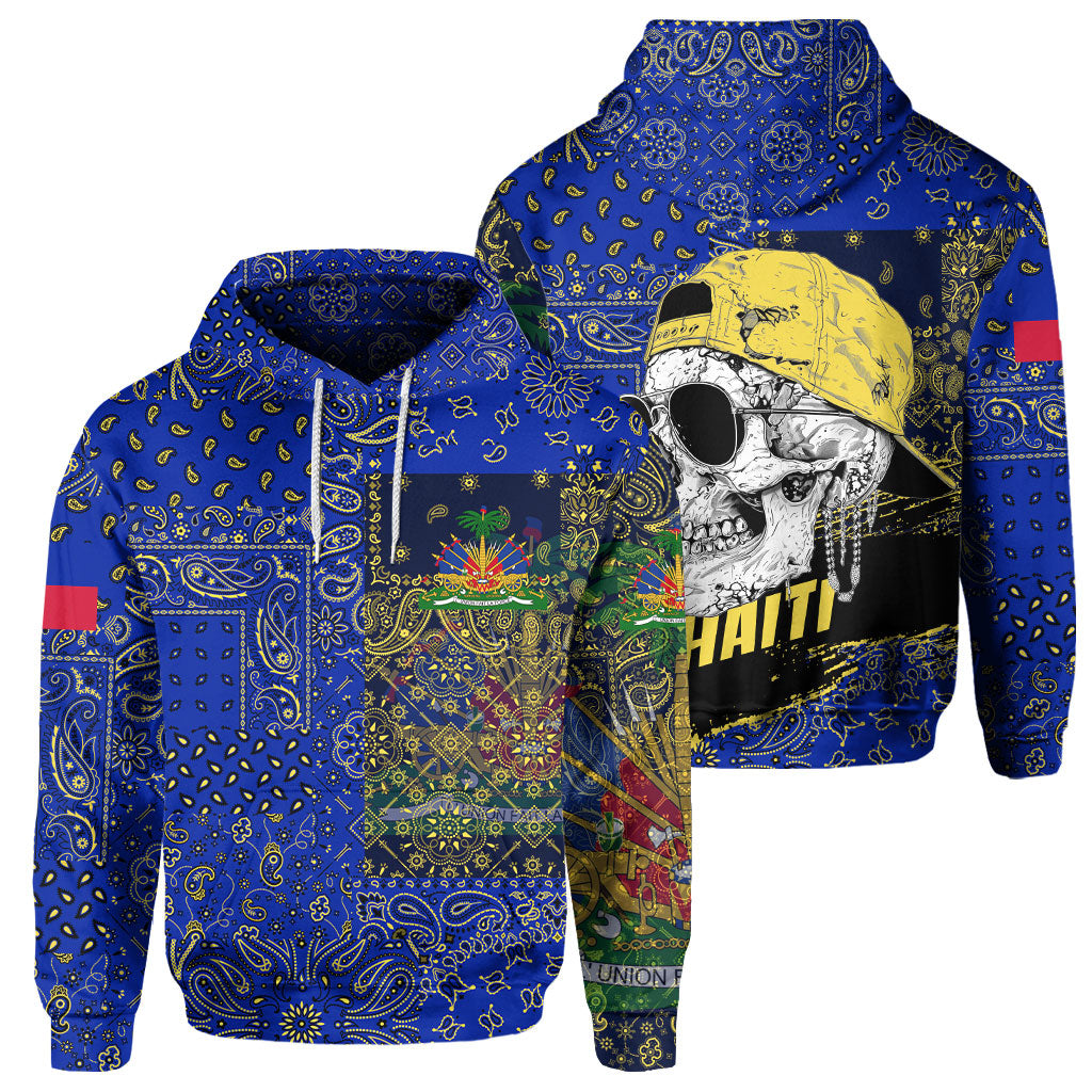 Haiti Hoodie Paisley Flag And Skull Style 1