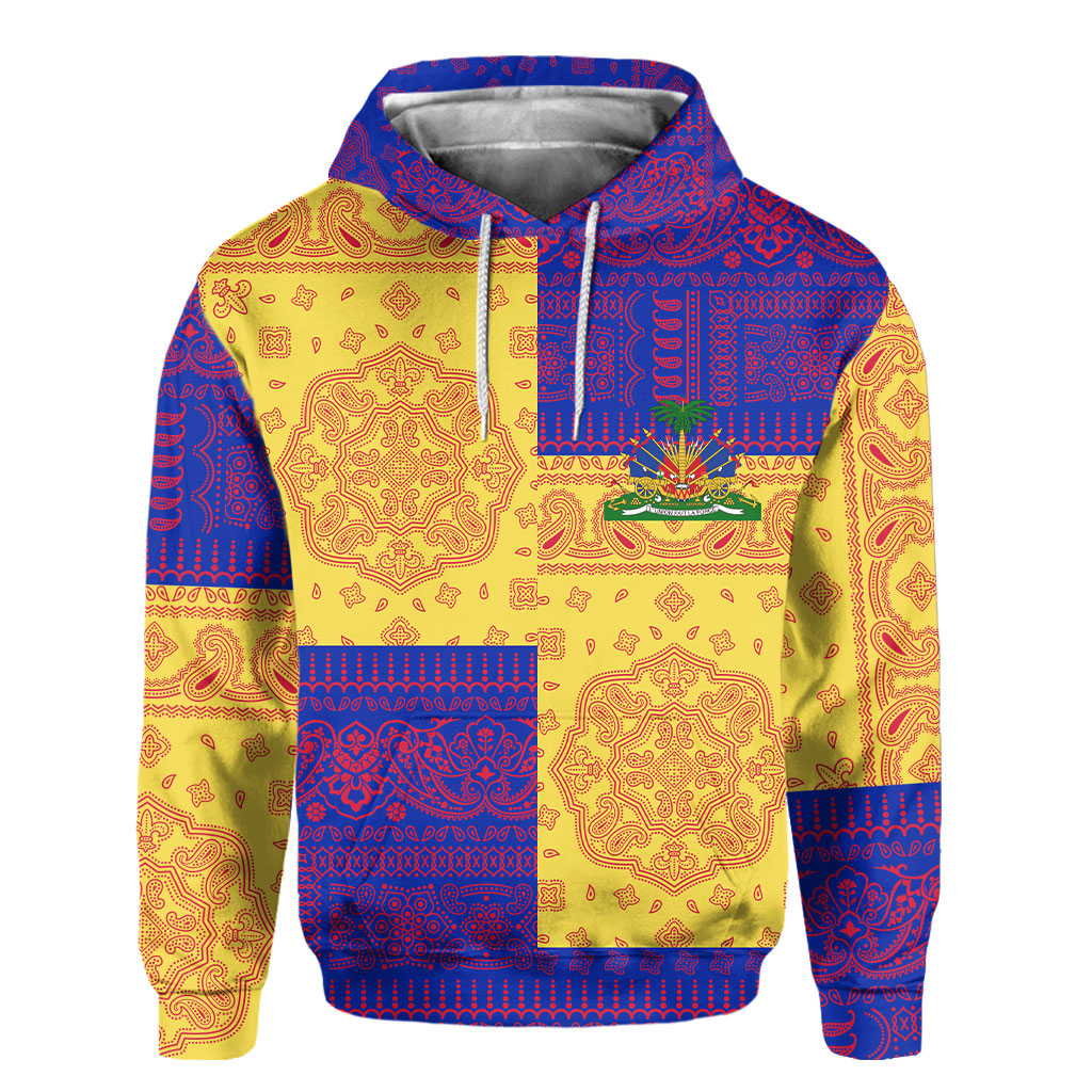 Haiti Hoodie Flag And Paisley Basic Style 2