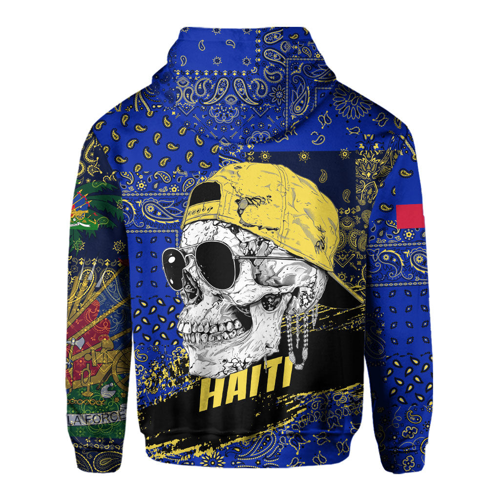 Haiti Hoodie Paisley Flag And Skull Style 3