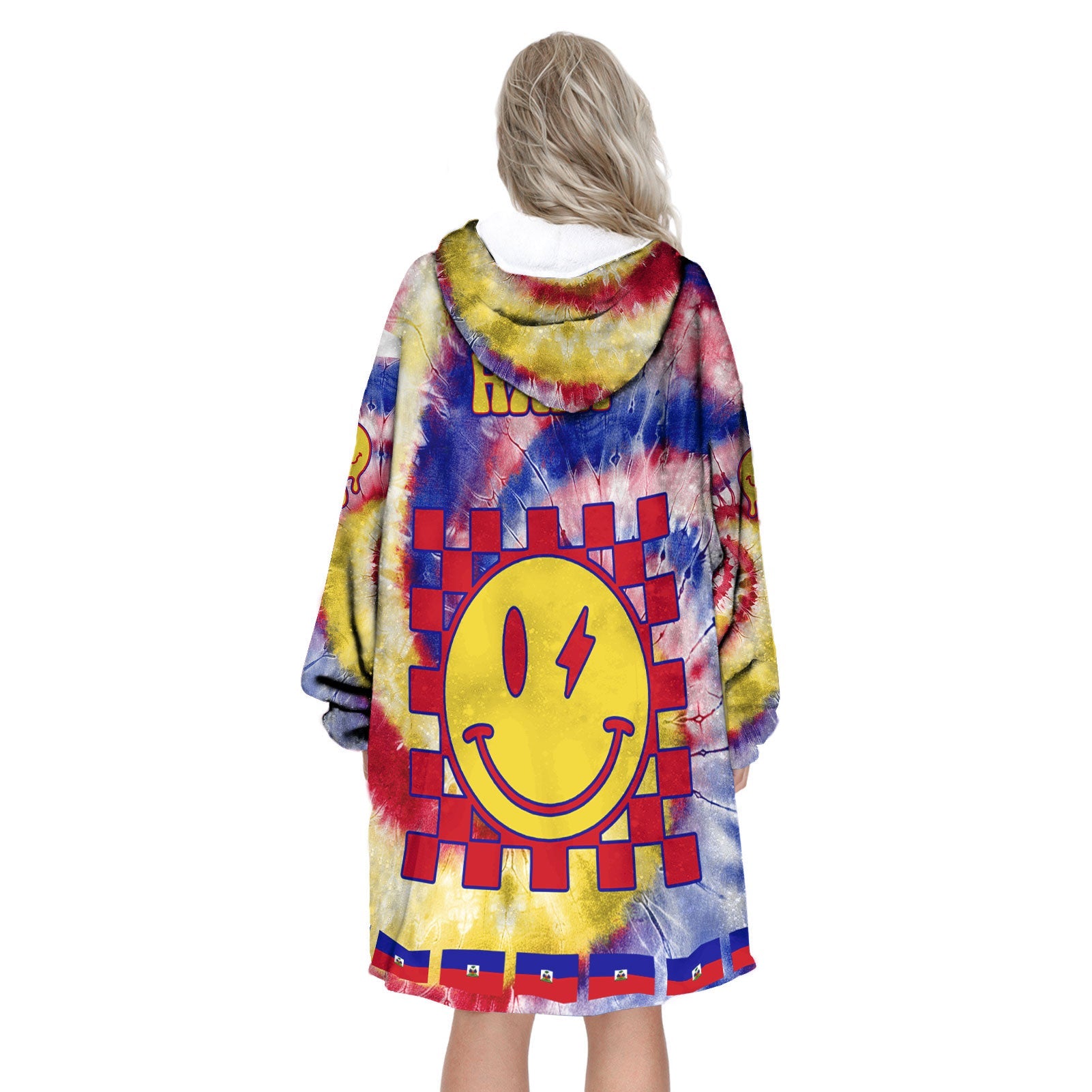 Haiti Hoodie Blanket Custom Tie Dye Style 3