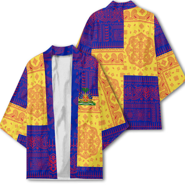 Haiti Kimono Flag And Paisley Basic Style 1