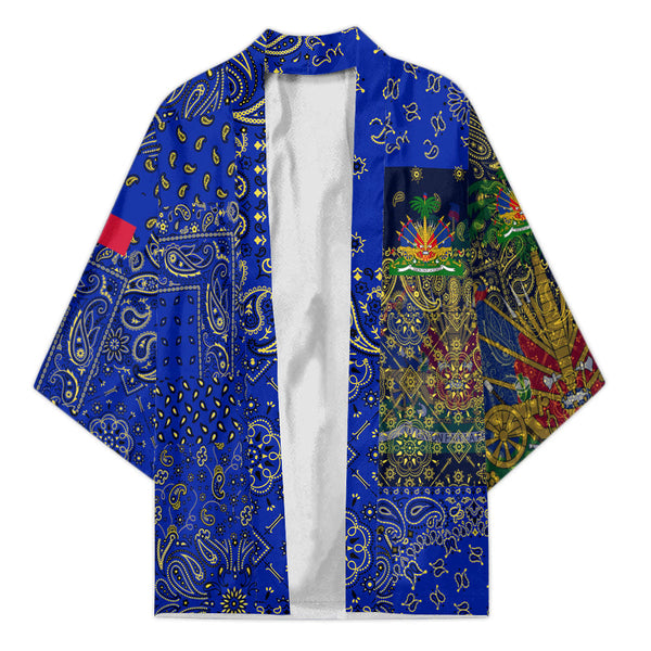 Haiti Kimono Paisley Flag And Skull Style 1