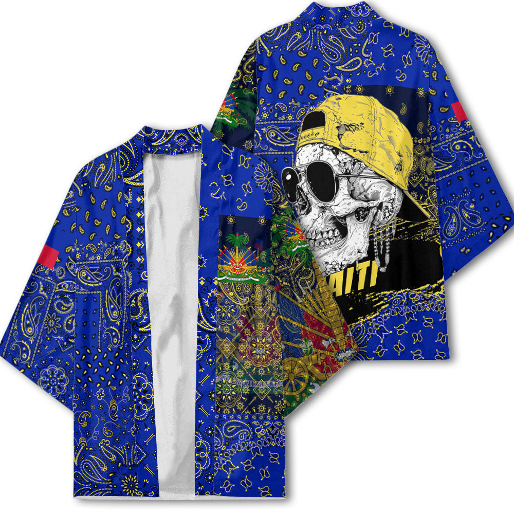 Haiti Kimono Paisley Flag And Skull Style 2