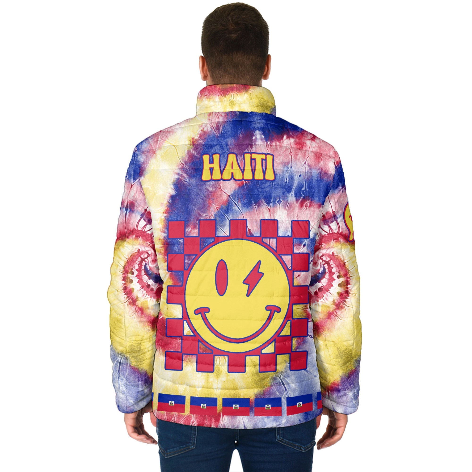 Haiti Men Padded Jacket Custom Tie Dye Style 2