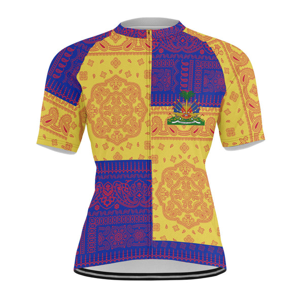 Haiti Men Cycling Jersey Flag And Paisley Basic Style 1