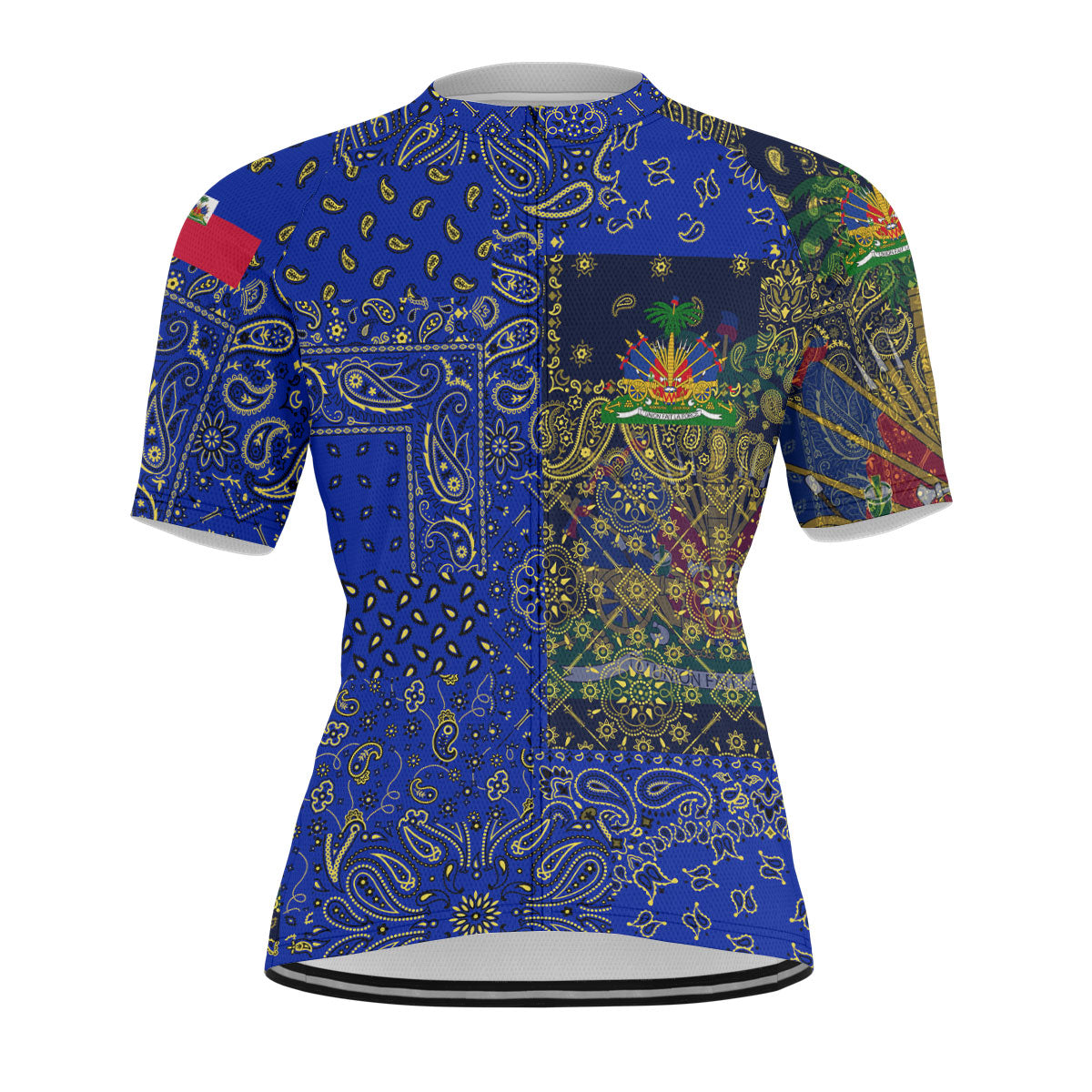 Haiti Men Cycling Jersey Paisley Flag And Skull Style 1