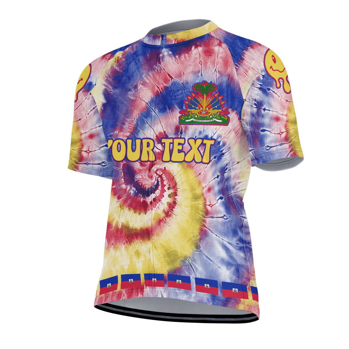 Haiti Men Cycling Jersey Custom Tie Dye Style 2