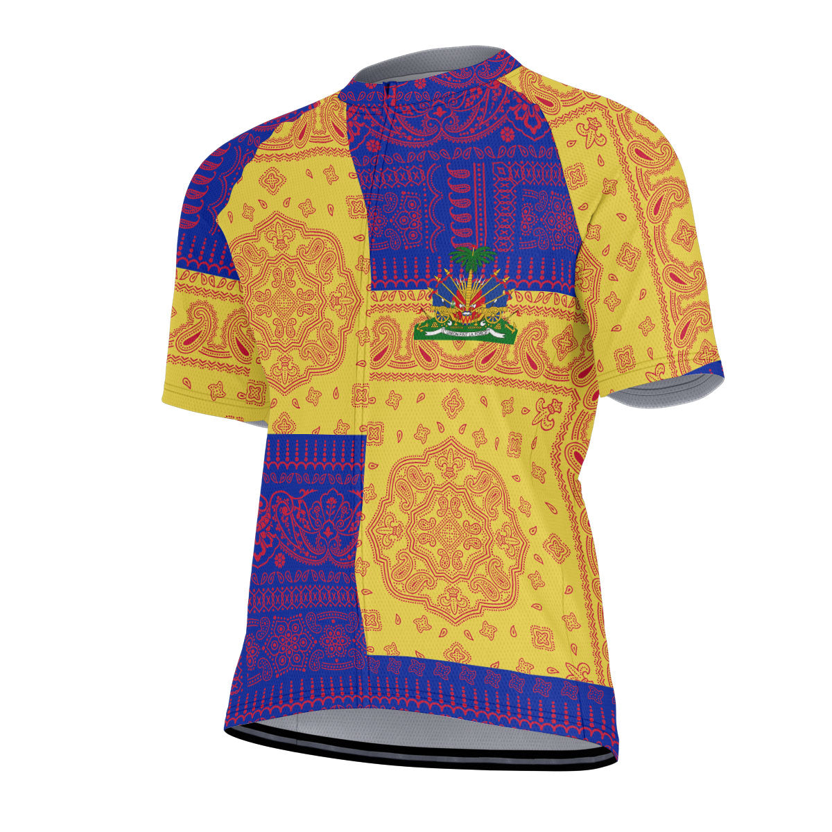 Haiti Men Cycling Jersey Flag And Paisley Basic Style 2