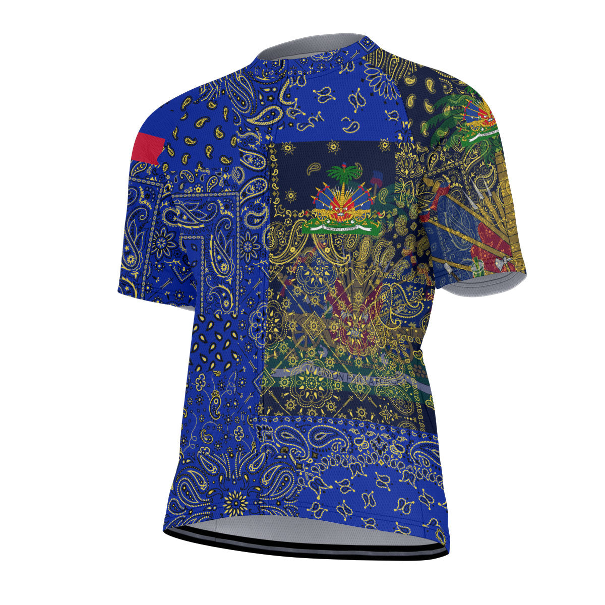 Haiti Men Cycling Jersey Paisley Flag And Skull Style 2