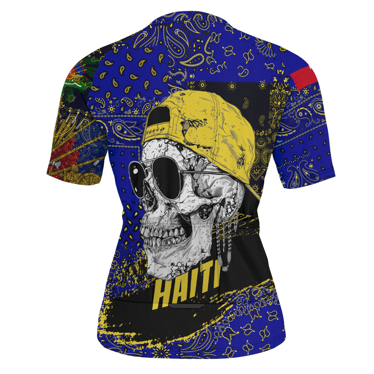 Haiti Men Cycling Jersey Paisley Flag And Skull Style 3