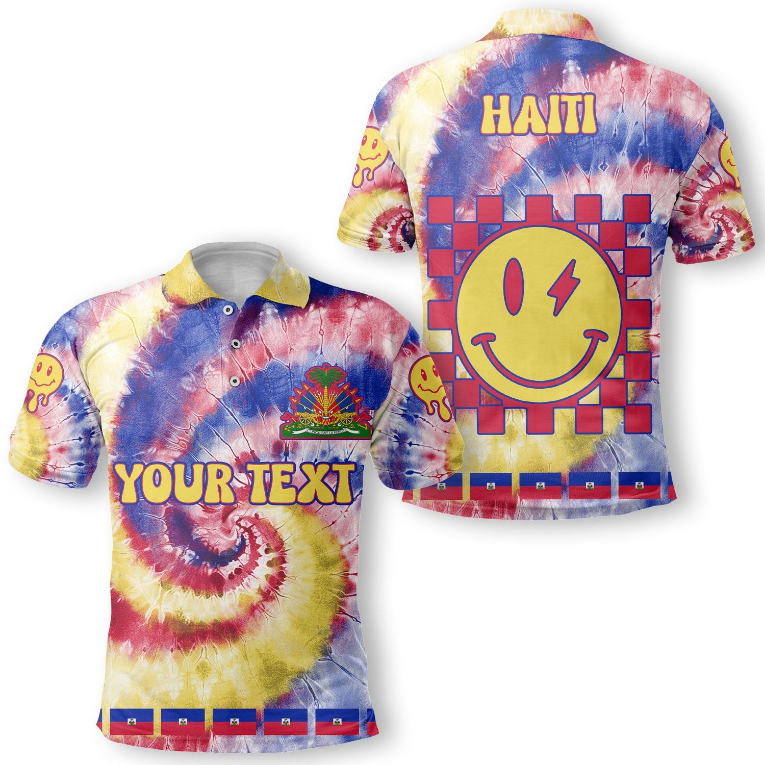 Haiti Polo Shirt Custom Tie Dye Style 1