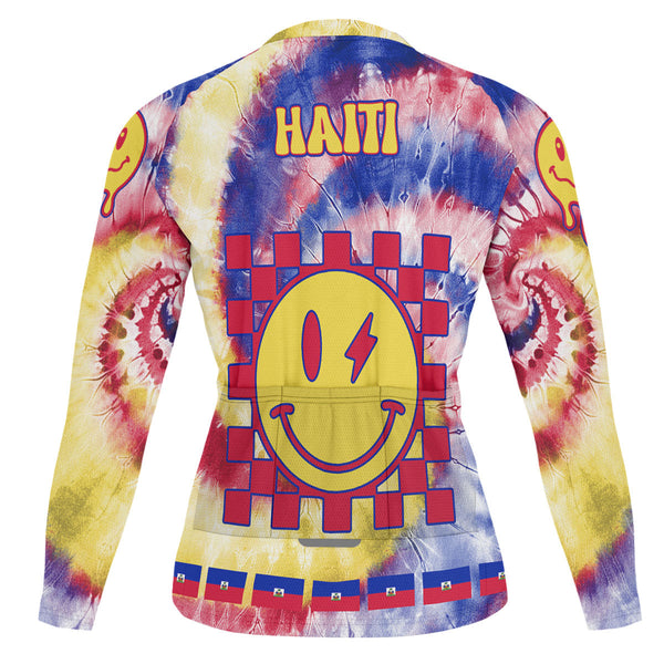 Haiti Raglan Men Cycling Jersey Long Sleeve Custom Tie Dye Style 1