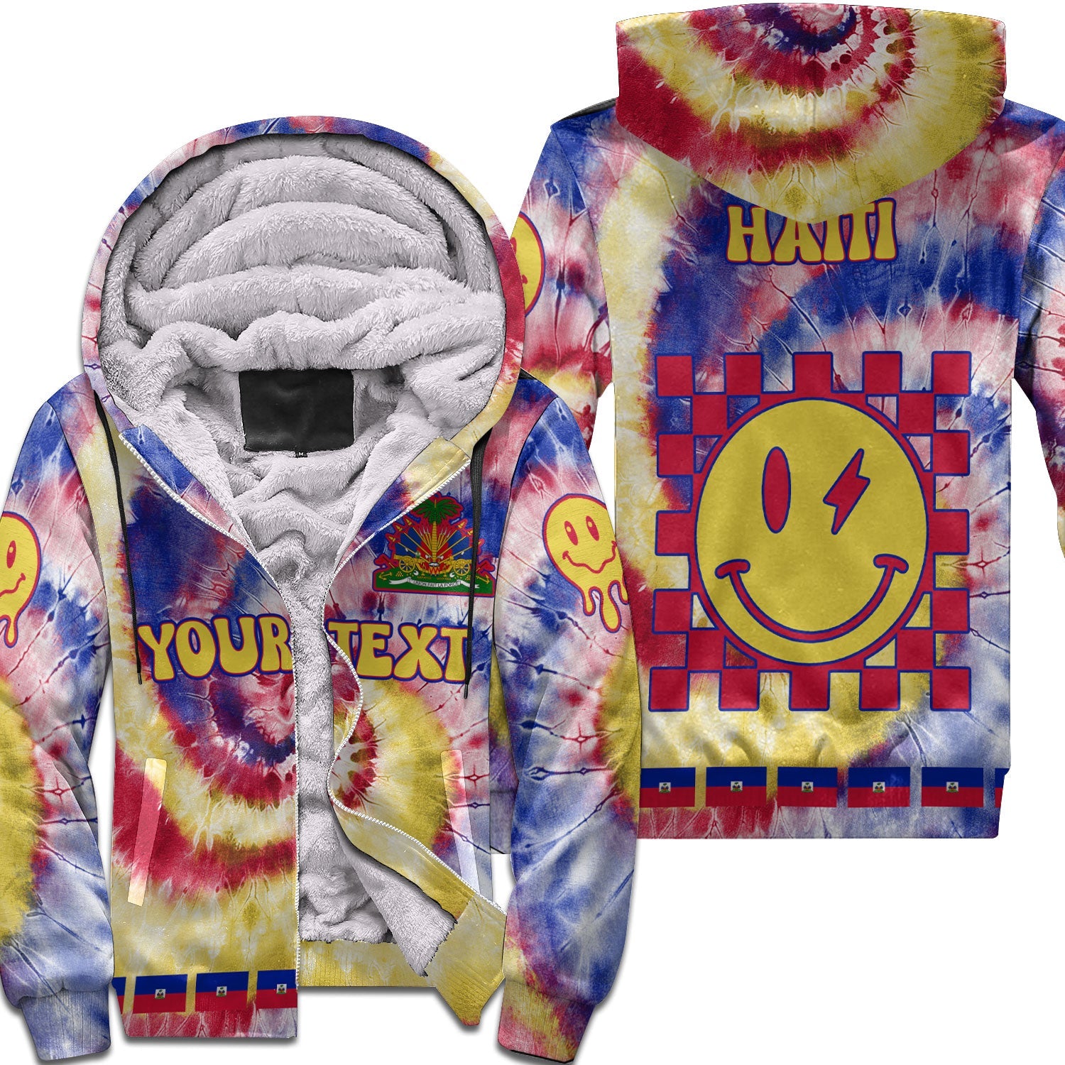 Haiti Sherpa Hoodie Custom Tie Dye Style 1