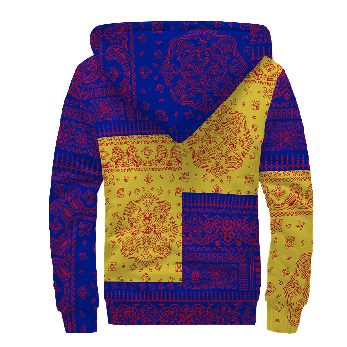 Haiti Sherpa Hoodie Flag And Paisley Basic Style 2