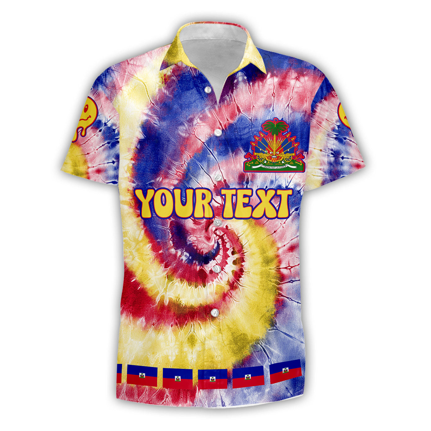 Haiti Short Sleeve Shirt Custom Tie Dye Style 1