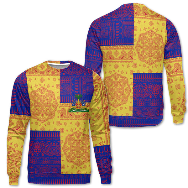 Haiti Sweatshirt Flag And Paisley Basic Style 1